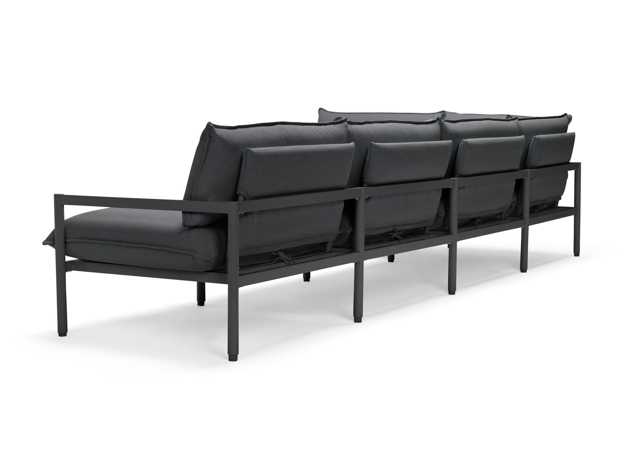 Back view of black 5-piece outdoor sectional sofa
